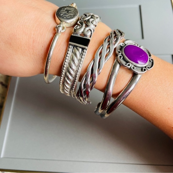 Mexico Sterling Silver Braided Intertwoven Cuff Bracelet - Picture 7 of 10